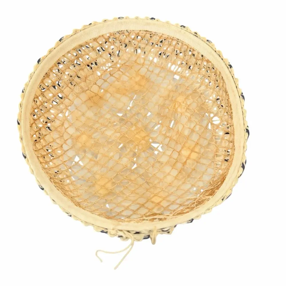 Vtg 1960s Daisy Pillbox Woven Hat Whimsy Grannycore
